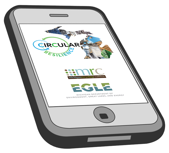 phone displaying MRC, EGLE and MRC's Circular Resilience Conference logo